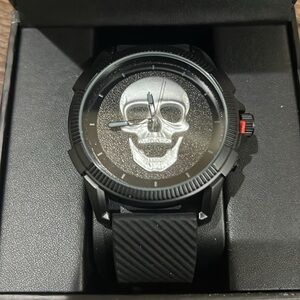NWT Ed Hardy skull watch silver and black